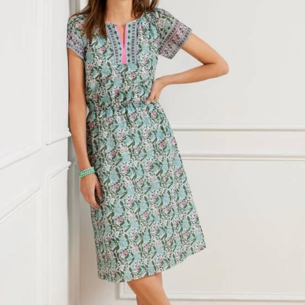 Talbots • 14 • Short Sleeve Floral Print Cotton Dress
